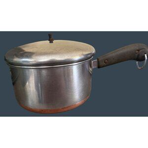 Vintage Revere Ware Copper-Bottom Aluminum Saucepan With Lid (missing knob) & Ba